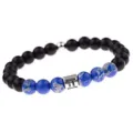 Bracelet de zodiaque en perles de turquoise bleue et matte noire de 8mm pour tous - Gémeaux