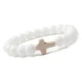 Brazalete de cuentas blancas cruz elegante religioso yoga oración variante modelo - Blanco Porcelana