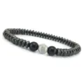 Herren Magnet Hämatit Perlen Armband mit schwarz und weiß Stein Zentrum modischer Schmuck - Stil H