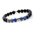 Bracelet de perles du zodiaque Verseau avec perles noires mates de 8mm et pierres de jaspe bleu. - Verseau