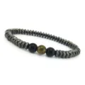 Herren magnetische Hämatit Perlenarmband mit Tigerauge Stein und schwarzen Perlen Modeschmuck. - Stil I