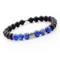 Bracelet de perles zodiaque Balance avec des perles noires mates et des pierres bleues. - Balance