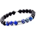 Bracelet de perles zodiaque 8mm jaspe bleu pierre mate noire bijoux pour couple - Scorpion