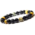 Bracelet en pierre de lave naturelle et œil de tigre Multicolore Énergie Yoga pour homme femme - L