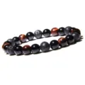 Bracelet d'énergie de yoga en perles de pierre volcanique et œil de tigre pour tous - Lettre O