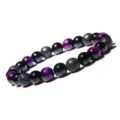 Bracelet de perles en pierre volcanique naturelle et oeil de tigre violet pour yoga unisexe - Lettre R