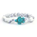 Türkis Schildkröte Perlen Stretch Armband Weiß Marmor Stein Paar Mode Schmuck Geschenk - Weißer Türkis mit blauer Schildkröte