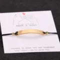 DIY Gold Long Bar Stainless Steel Couple Bracelet Custom Engraved Blank Tag Charm Jewelry - Gold