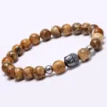 Bracelet de perles en pierre naturelle 8mm homme avec breloque bouddha pour le yoga. - Jaspe