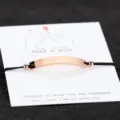 Minimalist stainless steel curved bar string bracelet couple gift with wish card jewelry - Rose Gold