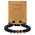 Herren Tigerauge Lavastein Armband mit Botschaft Karte für Freund Ehemann Geschenk Detail - Lavastein & Tigerauge mit „To My Man“-Karte