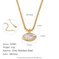 Detailed view of 18K gold-plated 316L stainless steel necklace with zircon pendant - Marquise Pendant / Gold
