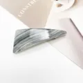 Close-up of grey marble pattern resin hair clip with geometric triangular design - Gray White Inlaid Marble (11)