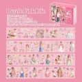 Pink Life theme PET tape set with fashion character and lifestyle illustrations - 4 Rolls/Pack / Pink Life