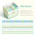 Lot de rubans washi décoratifs Sugar Fantasy Mint Breeze avec finition sable pailleté - 5 Rouleaux / Brise de Menthe