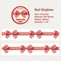 Vintage red gingham bow PET decorative tape Retro Story for DIY scrapbooking 2m roll - Red Checkered Bow (6205794010898) / 3.5cmx2m / Red Grid