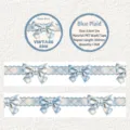 Decorative blue plaid vintage bow PET sticker tape for DIY handbook scrapbook 3.5cm x 2m - Blue Checkered Bow (6205794010900) / 3.5cmx2m / Blue Plaid
