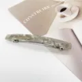 Close-up of elegant marble pattern resin rectangular hair barrette with spring clip - Rectangular Spring Clip (3) / Gray Gold Glitter Marble