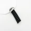 Elegant black spiral telephone wire hair tie with silver metallic clasp for bubble braids - Style C Silver
