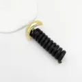Elegant black spiral hair tie with shiny gold moon accent for bubble braid hair styling - Style D Gold