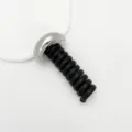 Modern hair tie with silver metallic cap and black spiral wire for bubble braids. - Style D Silver