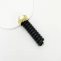 Elegant metal bubble braid hair tie with black telephone wire spiral band - Style F Gold