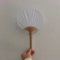 Detailed close-up of a blank white Japanese-style bamboo hand fan for DIY art and crafts. - Small 30*19.4cm / White