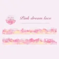 Cinta decorativa PET Pink Dream Lace con diseño de acuarela y encaje para manualidades - Encaje de Sueño Rosa