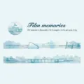 Cinta PET de acuarela azul con diseño de película vintage para manualidades DIY - Recuerdo de Película