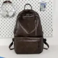 Mochila vintage de cuero suave marrón oscuro con cremalleras plateadas para hombre - Marrón Bolsa Individual