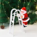 Electric climbing Santa Claus toy with ladder, ideal for Christmas indoor home holiday party decoration. - White Double Ladder