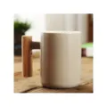 Tasse a cafe en ceramique minimaliste avec poignee en bois style nordique tasse d'eau - Gobelets droits gris