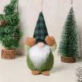 Cute Christmas Gnome Faceless Doll with Plaid Hat Forest Old Man Holiday Decor Toy - Green Face-Covering Old Man