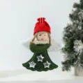 Cute Christmas plush angel doll pendant with wings and knitted hat for tree decoration. - Winged Angel Pendant Green Body
