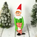 Christmas elf plush doll with long legs, holiday toy and festive home decoration. - Green Elf