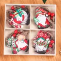 Christmas wooden gnome hanging ornaments set in wooden box for holiday tree decor - Style 1 / 12 Pieces/Pack