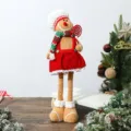 Close-up detail of a charming knitted gingerbread man plush doll for Christmas decor - Gingerbread Man Stretchable Doll Female