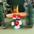 Christmas snowman cutlery sleeve festive table decoration fork and knife holder set - Heart Cutlery Cover