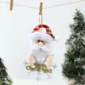Christmas tree hanging ornament Santa Claus plush pendant with golden Merry Christmas snowflake. - Santa Snowflake Pendant