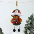 Christmas fabric teddy bear hanging ornament with Santa hat and scarf for tree decoration. - New Chain Leg Bear