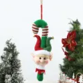 Christmas plush elf hanging ornament candy cane holiday tree decor cute doll pendant - Cane Elf Boy