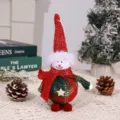 Cute Christmas plush doll pendant standing fabric ornament for holiday tree decoration. - Red Hat Snowman Foam Doll