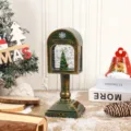 Vintage Christmas mailbox snow globe music light desktop decor with glitter tree for holiday gift. - Round Mailbox Green Christmas Tree