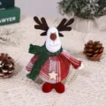 Christmas plush reindeer doll hanging ornament with scarf and sweater for tree decoration - Green Hat Reindeer Foam Doll