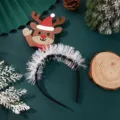 Christmas reindeer headband detail with glitter elk and sparkly tinsel for holiday party decoration. - Christmas Headband - Waving Reindeer