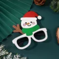 Christmas snowman glasses frame detail shot, glitter design party photo prop for holiday dress up. - Christmas Glasses - Waving Snowman
