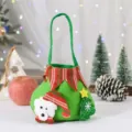 Weihnachten Filz Apfel Geschenktasche mit Bär Baum, grüne Süßigkeit Handtasche Verpackung. - Bär mit gestreiftem Kragen