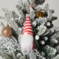 Christmas tree gnome ornament detail, cute plush faceless doll with red white striped hat. - C3-1 Red Style C