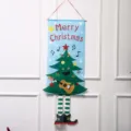 Christmas felt hanging banner, cartoon tree with guitar and striped legs for festive decor detail. - Tree Style