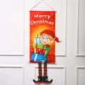 Christmas decorative elf hanging banner with gift boxes, festive fabric wall decor. - Elf